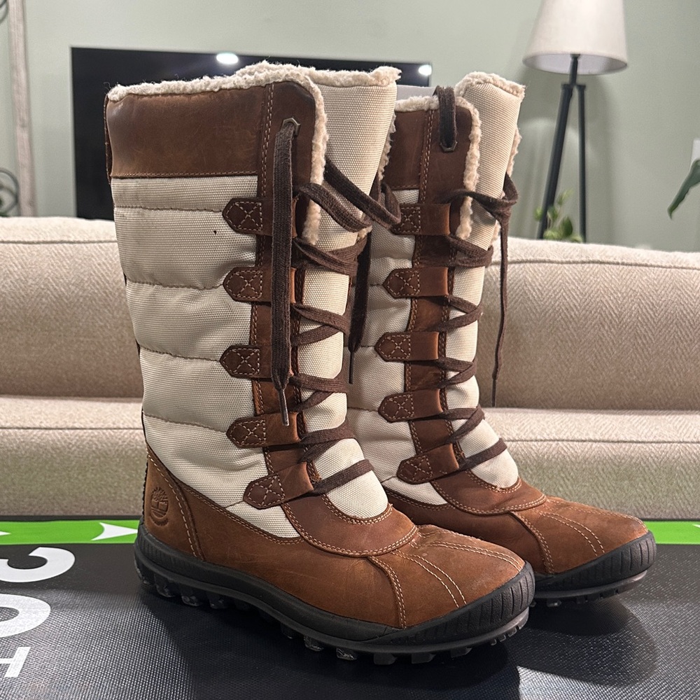 Timberland Brown and Cream Winter Boots